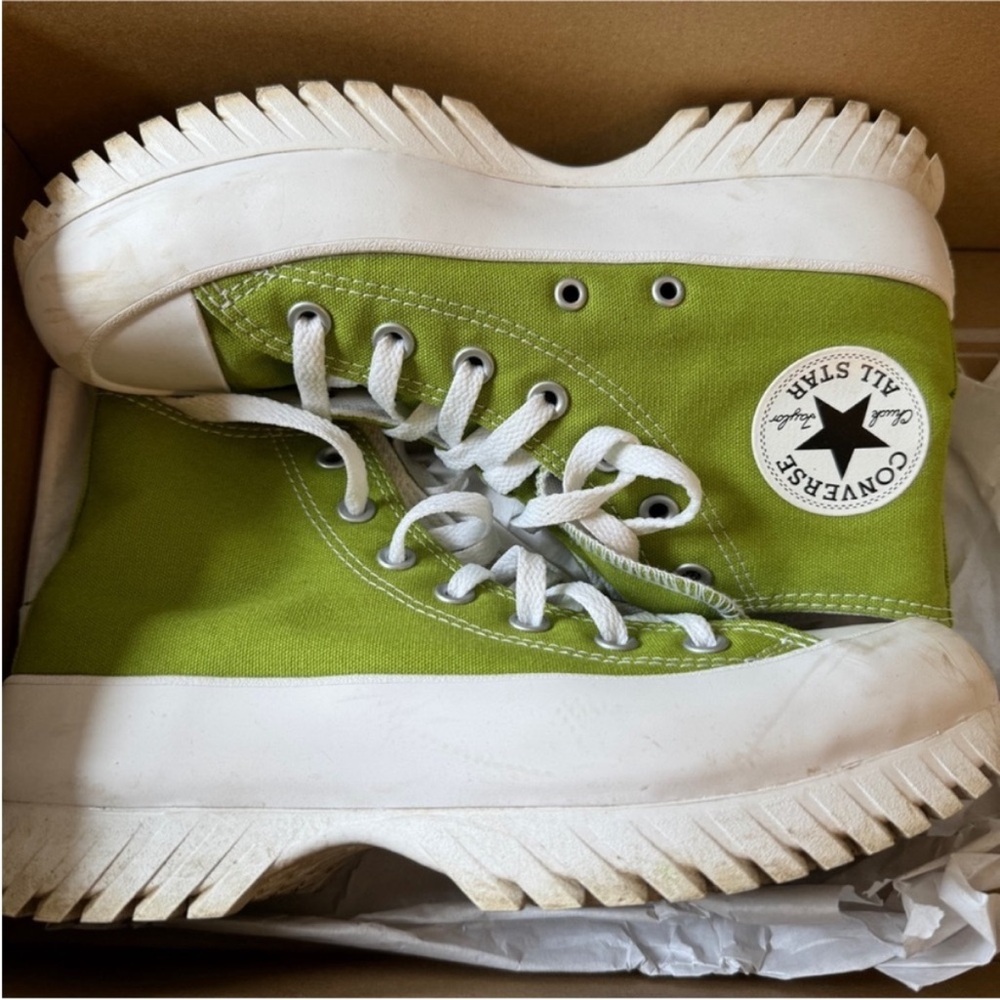 Converse Green Chunky Lug Sole Hi-Top Sneakers Women’s Size 8 - Picture 1 of 8